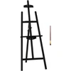 Aosom Tapybos molbertas iš pušies medienos, juodas, 134,5 cm, drobėms iki 108 cm
