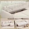 Aosom Trivietė L formos sofa-lova su keičiama šezlongo puse ir daiktadėže, kreminė balta
