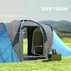 Aosom TunelinÄ— palapinÄ— 4 asmenims, pilka + mÄ—lyna, 555 x 225 x 190 cm, 2 miegamieji, su gyvenamÄ…ja erdve