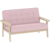 Aosom Vaikiška sofa, medinis rėmas, aksomo išvaizda, paminkštinta, rožinė, 3–15 m.