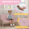 Aosom Vaikiška sofa, medinis rėmas, aksomo išvaizda, paminkštinta, rožinė, 3–15 m.
