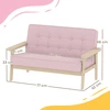 Aosom Vaikiška sofa, medinis rėmas, aksomo išvaizda, paminkštinta, rožinė, 3–15 m.
