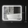 Aosom Veidrodėlis voniai su LED apšvietimu, nuo rasojimo, 3 šviesos spalvos, laikrodis, sidabrinis, 700 x 900 mm