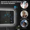 Aosom Veidrodėlis voniai su LED apšvietimu, nuo rasojimo, 3 šviesos spalvos, laikrodis, sidabrinis, 700 x 900 mm