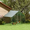 Aosom Vištoms skirtas voljeras 5-8 vištoms, stogo danga, užrakinamos durys, plieno rėmas, 5,1 m², 300 x 170 x 190 cm, sidabrinis
