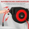Aosom Žarna suvyniojimo ritė su automatinio susukimo mechanizmu, 16,5 m, sieninis tvirtinimas, juoda+raudona