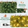Costway 180cm dirbtinė kalėdinė eglutė su apšvietimu, 390 šakų, 180 šiltai baltų LED, sulankstoma metalinė koja