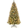 Costway 195 cm Dirbtinė Eglutė su Sniegu, Kankorėžiais & 420 LED