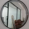 Costway 60 cm apvalus vonios veidrodis su LED ir juodu aliuminio rėmu