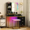 Costway Juodas spalvos LED makiažo stalas komplektas su 7+7 LED režimais