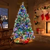 Costway Kalėdinė eglutė Ø125x215 cm su LED žiburiais žalia/balta