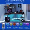 Costway L formos žaidimų stalas su LED ir įkrovimo stotele, rudas