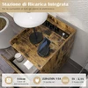 Costway Naktinis staliukas su įkrovimo stotele, siauras naktinis staliukas su 2 stalčiais ir USB lizdais, 40 x 32 x 60 cm, rustiškos rudos spalvos
