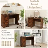 Costway Rašomasios stalas su 2 stalčiais, Rustic Brown