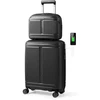 Kelioninis Promotion 2 dalių lagaminų rinkinys 20" rankiniam bagažui ir 14" kosmetikos dėžutė, juoda