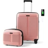 Kelioninis Promotion 2 dalių lagaminų rinkinys 20" rankiniam bagažui ir 14" kosmetikos dėžutė, rožinė