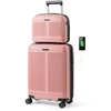 Kelioninis Promotion 2 dalių lagaminų rinkinys 20" rankiniam bagažui ir 14" kosmetikos dėžutė, rožinė