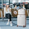 Koduva 2 dalių lagaminų rinkinys 20" rankiniam bagažui ir 14" kosmetikos dėžutė, balta