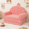 Koduva 2-in-1 Vaikiškas Sulankstomas Sofa su Teddy Fliso Audiniu, Rožinis