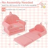 Koduva 2-in-1 Vaikiškas Sulankstomas Sofa su Teddy Fliso Audiniu, Rožinis