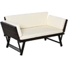 Koduva 2 vietų sodo sofa iš poliratano, ruda, 129 x 63 x 67 cm
