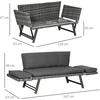 Koduva 2 vietų sodo sofa iš poliratano, pilka, 129 x 63 x 67 cm