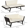 Koduva 2 vietų sodo sofa iš poliratano, ruda, 129 x 63 x 67 cm