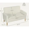 Koduva 2 vietų sofa, dvivietė sofa su gummedžio kojomis, kreminės baltos spalvos
