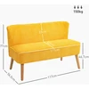 Koduva 2 vietų sofa, elegantiškas skandinaviškas dizainas, medinis rėmas, geltona, 117 x 56,5 x 77 cm