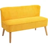 Koduva 2 vietų sofa, elegantiškas skandinaviškas dizainas, medinis rėmas, geltona, 117 x 56,5 x 77 cm