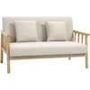 Koduva 2 vietų sofa, lino išvaizdos audinys, smėlio spalvos, 123 x 69 x 74 cm