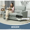 Koduva 2 vietų sofa-lova su reguliuojama nugarėle, aksomo išvaizda, šviesiai pilka, 155 x 90 x 88,5 cm