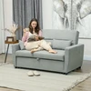 Koduva 2 vietų sofa-lova su reguliuojama nugarėle, aksomo išvaizda, šviesiai pilka, 155 x 90 x 88,5 cm
