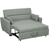 Koduva 2 vietų sofa-lova su reguliuojama nugarėle, aksomo išvaizda, šviesiai pilka, 155 x 90 x 88,5 cm