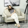 Koduva 2 vietų sofa su putų paminkštinimu ir audinio apmušalu, kreminė balta, 124 x 73 x 92 cm