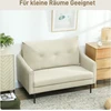 Aosom 2 vietų sofa su putų paminkštinimu ir audinio apmušalu, kreminė balta, 124 x 73 x 92 cm