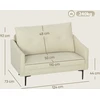 Koduva 2 vietų sofa su putų paminkštinimu ir audinio apmušalu, kreminė balta, 124 x 73 x 92 cm