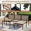 Promotion 3 dalių balkono baldų komplektas su 2 vietų sofa, L formos sofa ir kavos staliuku, pilkas