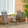 Fotelis Koduva 3 dalių bistro komplektas, metalas, rudas, sulankstomas stalas su stiklo stalviršiu