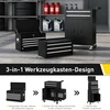 Koduva 3-in-1 įrankių spintelė su 4 ratukais, užrakinama, 9 stalčiai, plienas, juoda