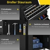 Koduva 3-in-1 įrankių spintelė su 4 ratukais, užrakinama, 9 stalčiai, plienas, juoda