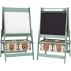 Koduva 3-in-1 vaikiškas molbertas su popieriaus ritiniu, kreidų lenta, balta lenta, laikymo krepšeliais, 54 x 46,5 x 93 cm, žalias