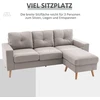 Koduva 3 vietų kampinė sofa, lininės išvaizdos, apverčiama šezlongo dalis, 193 x 136 x 85 cm, šviesiai pilka