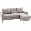 Koduva 3 vietų kampinė sofa, lininės išvaizdos, apverčiama šezlongo dalis, 193 x 136 x 85 cm, šviesiai pilka