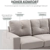 Koduva 3 vietų kampinė sofa, lininės išvaizdos, apverčiama šezlongo dalis, 193 x 136 x 85 cm, šviesiai pilka