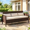Koduva 3 vietų lauko sofa su pagalvėlėmis, rudos spalvos, 173 x 68 x 78 cm