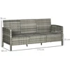 Koduva 3 vietų sodo sofa su pagalvėlėmis, pilka, 173 x 68 x 78 cm