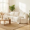Koduva 3 vietų sofa, 260 cm, kreminės baltos spalvos, šenilinė, su 3 pagalvėlėmis