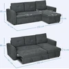 Koduva 3 vietų sofa-lova su šezlongu, tamsiai pilka