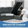 Koduva 3 vietų sofa-lova su šezlongu, tamsiai pilka